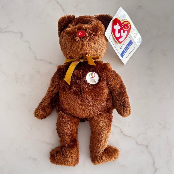 TY Beanie Baby: FIFA 2002 World Cup - Turkey Champion Bear - NWT - Picture 1 of 2